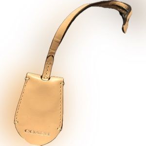 COACH BEECHWOOD BAG CHARM  TAN LEATHER CLOCHETTE KEYRING FOB KEYCHAIN HANG TAG